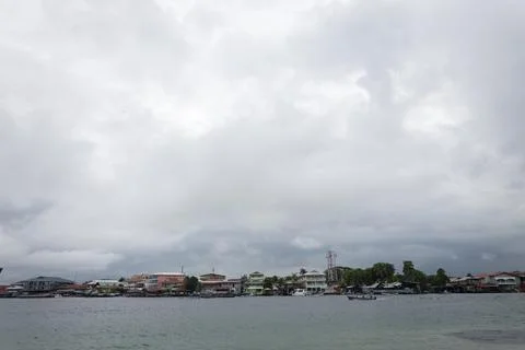 Storm Clouds Over Bocas Town Waterfront in Bocas del Toro, Panama Fotos de archivo