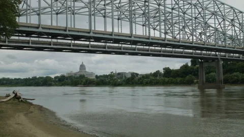 Storm clouds over capital and river Stock Footage 91311300
