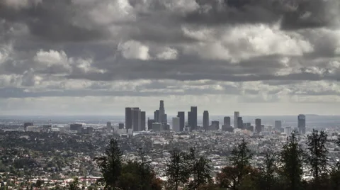 Storm Clouds over Downtown Los Angeles Timelapse UHD 4K Stock Footage