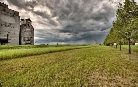 Storm Clouds over Grain Elevator 写真素材