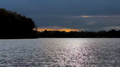 Storm Clouds Over Lake Stock Footage 36135077