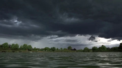 Storm clouds over the lake Stock Footage 78163988