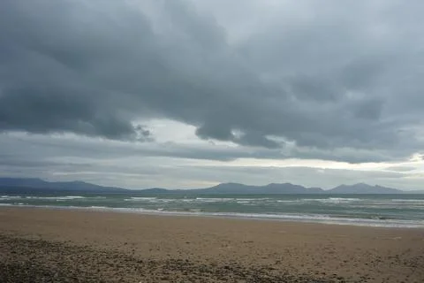 Storm Clouds Over Llanddwyn Beach, Anglesey, North Wales With Irish Sea. Stock Photos