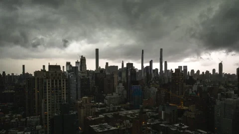 Storm Clouds Over Manhattan Timelapse Zoom Out Stock Footage 277495327