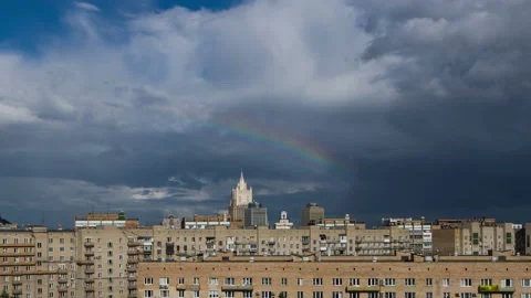 Storm clouds over Moscow  Timelapse 4K Stock Footage 107429816