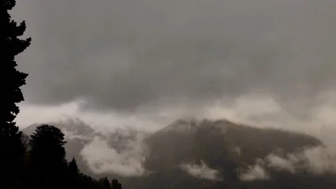 Storm Clouds over Mountain Range View in Autumn Видео 224346882