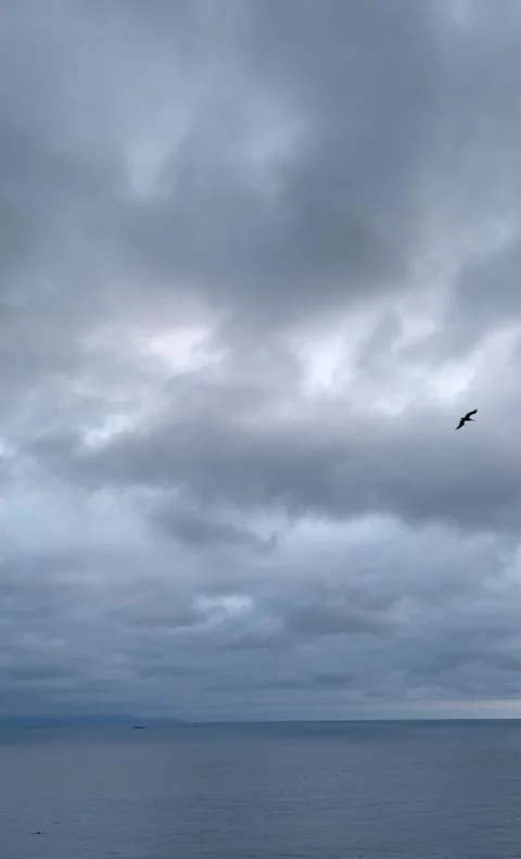 Storm Clouds Over the Pacific Ocean in California Stock Footage 244093897
