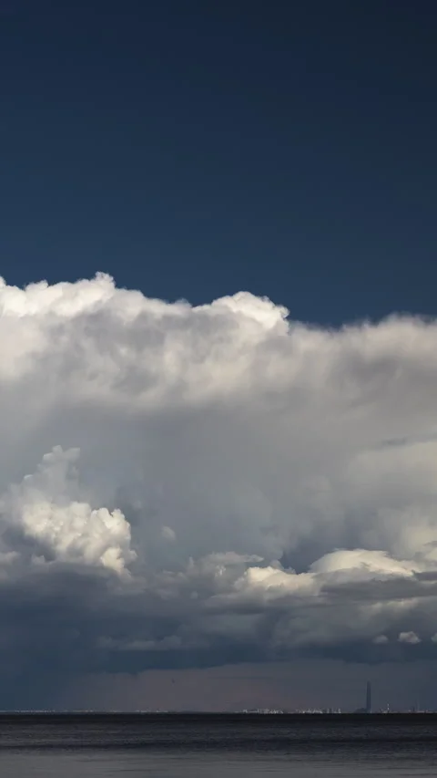 Storm Clouds Over Sea City Skyscraper Rain Timelapse Stock Footage 331224364