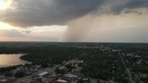 Storm Clouds over Small Town in late evening,  Waseca Minnesota Stock Footage 246897043