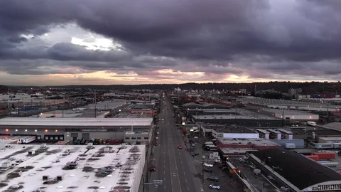 Storm Clouds over South Seattle Industrial District 스톡 동영상 98330584