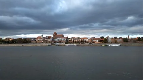 Storm clouds over Torun, central Poland Stock Footage 96101995