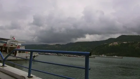 Storm clouds over the town of Amasra Stock Footage 69936986