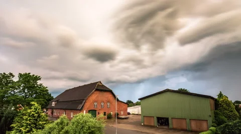 Storm clouds over Village Stock Footage 63768553