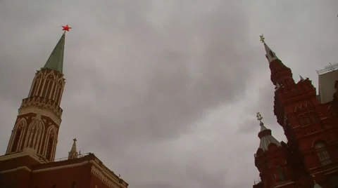 Storm Clouds Pass Over the Kremlin and Red Square Stock Footage 44780233