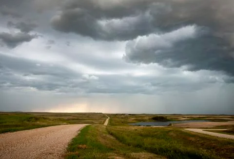 Storm Clouds Prairie Sky 스톡 사진