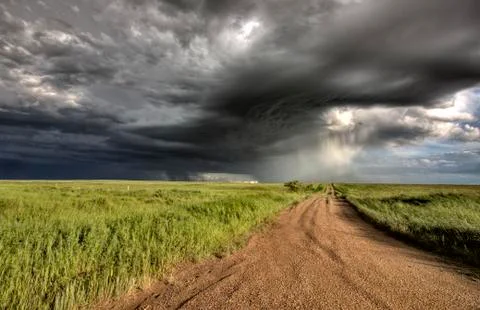 Storm Clouds Prairie Sky Saskatchewan Stock Photos
