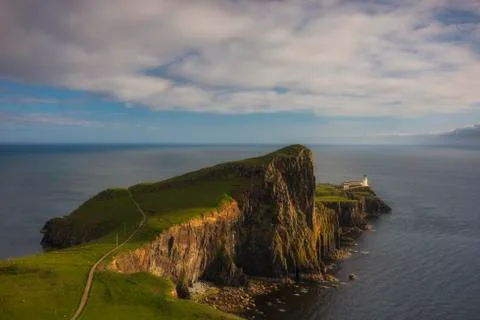 Storm clouds roll by Neist Point Lighthouse Stock Photos