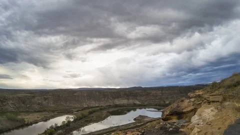 Storm clouds roll past as a front passes by. timelapse Stock Footage 107693624