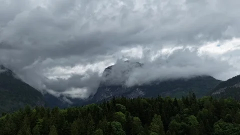 Storm Clouds Rolling Over the Austrian Alps Stock Footage 335365927