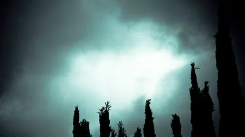 Storm clouds rolling over trees Stock Footage 724274