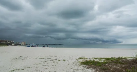 Storm clouds rolling in at Siesta Beach Florida Stock-Footage 92088479