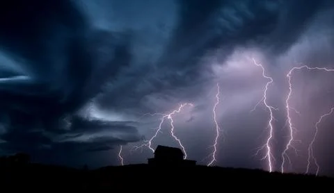 Storm Clouds Saskatchewan Lightning Stock Photos
