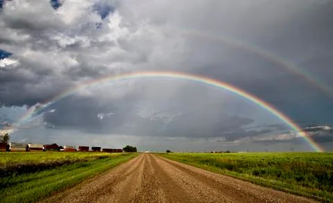 Storm Clouds Saskatchewan Rainbow Stock Photos