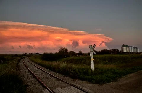 Storm Clouds Saskatchewan sunset Stock Photos