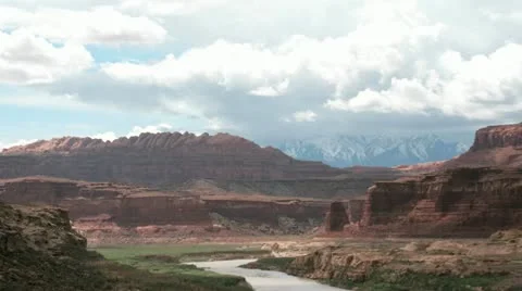 Storm clouds settle over the Colorado River in Glen Canyon National Recreation Video stock 11520581