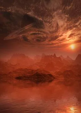 Storm clouds swirling above planet Stockillustratie