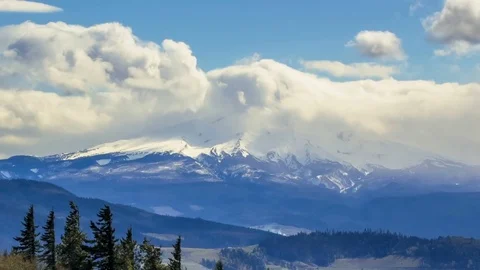Storm clouds thunderheads Hood River Valley Mt. Hood Oregon Cascades 1 Video stock 81890738