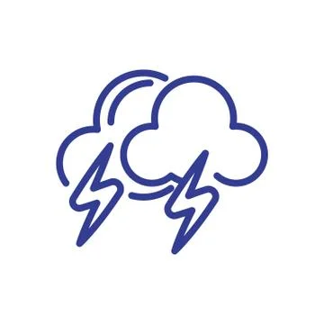 Storm clouds with thunders, line style icon Stock Illustration