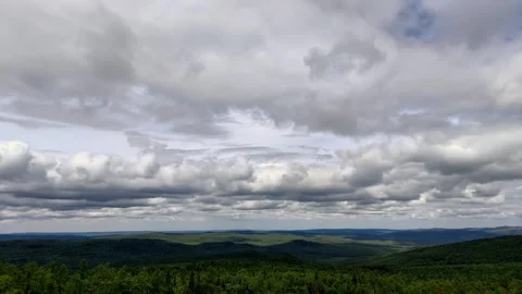 Storm clouds timelapse moving over green forest landscape. Stock Footage 335205351