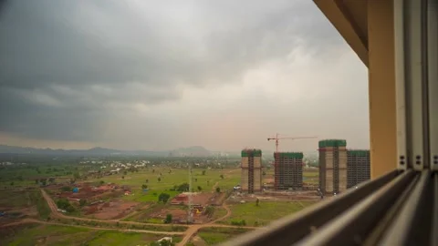 Storm, cloudscapes, time lapse video through the window. Stock Footage 154595130