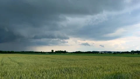 Storm coming - cloudy sky over fields. Stock Footage 243968952
