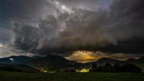 Storm is Coming with Dramatic Stormy Clouds in Countryside Landscape Time lapse Stock Footage 316634921