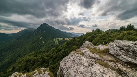 Storm is coming in the mountains. Clouds time lapse Stock Footage 82443923