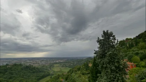 Storm coming over Bergamo Stock Footage 138291042