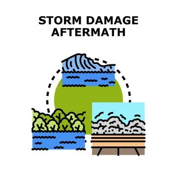 Storm damage aftermath natural disaster color vector Stock Illustration