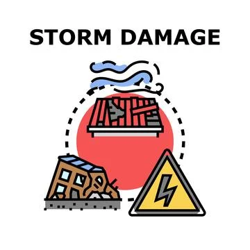 Storm damage catastrophe concept causing building destruction and risk Stock Illustration