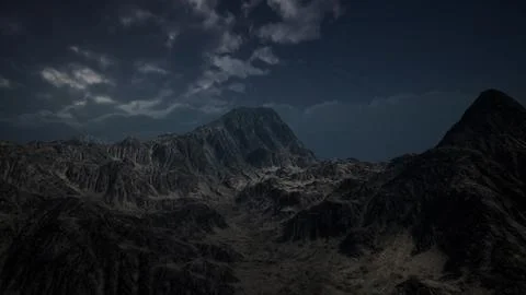 Storm Dark Clouds over Volcanic Valley Illustrazione stock