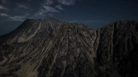 Storm Dark Clouds over Volcanic Valley Stock Illustration