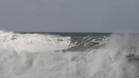 Storm Domingos Huge Waves in Lisbon area, Portugal Video stock 254966072