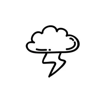Storm doodle icon, vector black line illustration Stock Illustration
