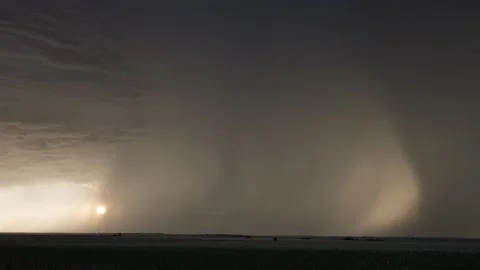Storm Down Bursts and Setting Sun Colorful Time Lpase. Stock Footage 232959786