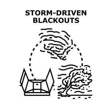 Storm driven power blackout outage creating energy problems Stock Illustration