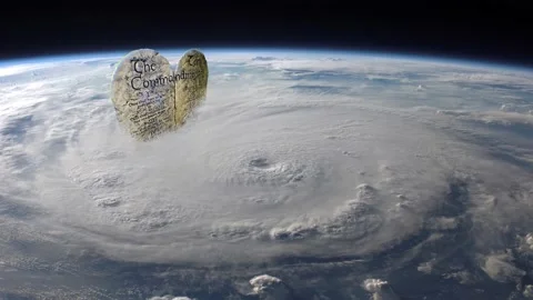 Storm on earth figithing the Law of God Ten Commandments Stock Footage 228282905