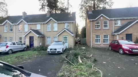 Storm Eowyn: Damaged house in Northern Ireland Stock-Footage 299932736