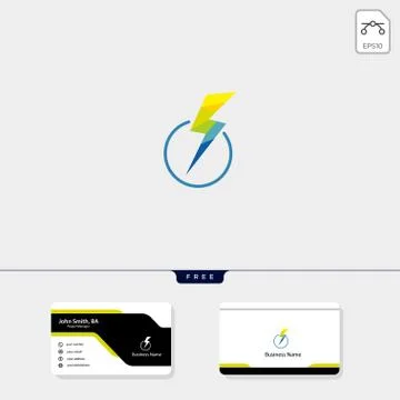 Storm, flash logo template vector illustration, free business card design tem Stock Illustration