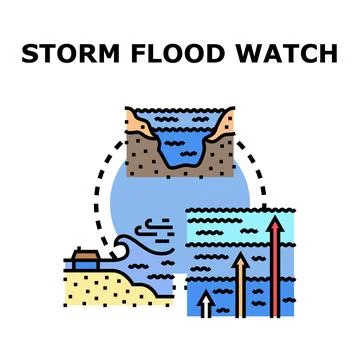 Storm flood watch warning for high water level Ilustración de archivo